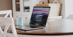 A laptop open to the Google homepage